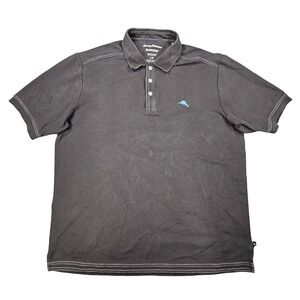 Tommy Bahama IslandZone Polo Shirt Mens Large L Supima Cotton Blend Charcoal